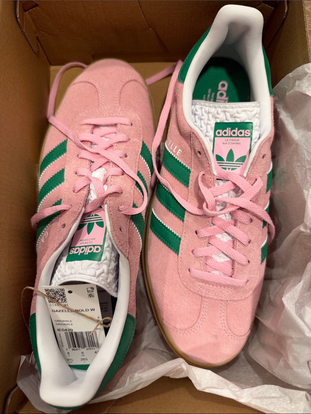 New adidas Gazelle Bold W Pink & Green Women's Sneakers